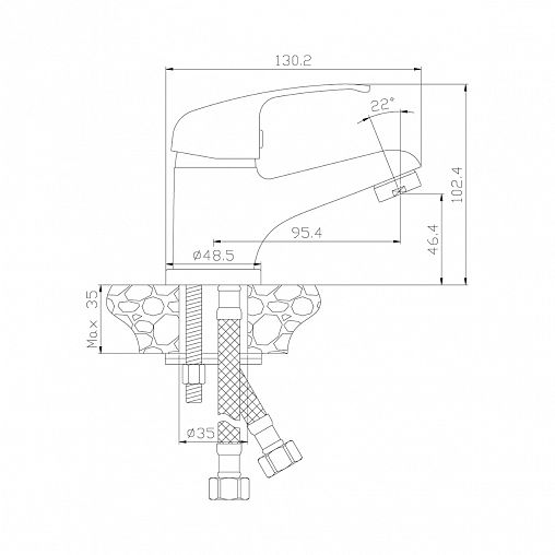 Смеситель для раковины с коротким изливом Rossinka Y35-11, однорычажный, хром фото