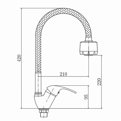 Смеситель для кухни Fashun A4303, с гибким изливом, хром фото