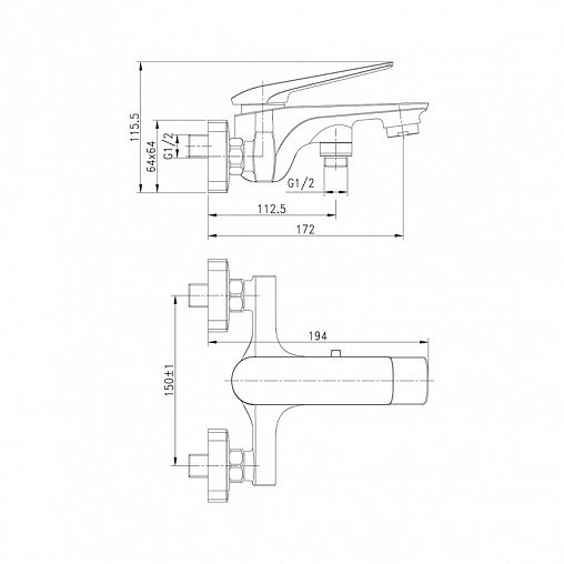 Смеситель для ванны Lemark Allegro LM5914CW, однорычажный, белый/хром фото