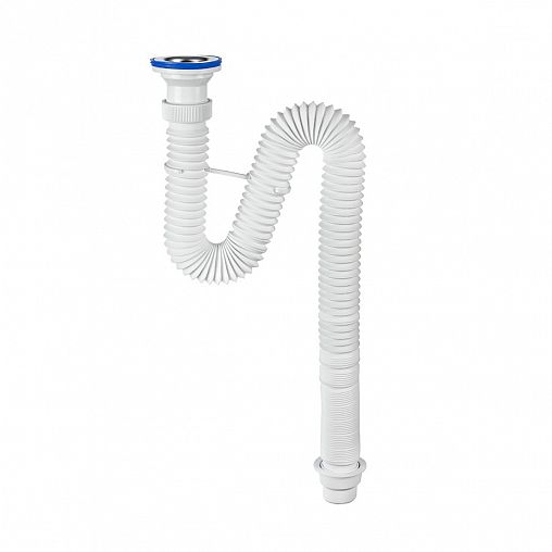 Сифон гофрированный VIRPlast Элит, с хомутом, с нержавеющей чашкой, 1 1/2" x 50/40 мм, 1200 мм фото