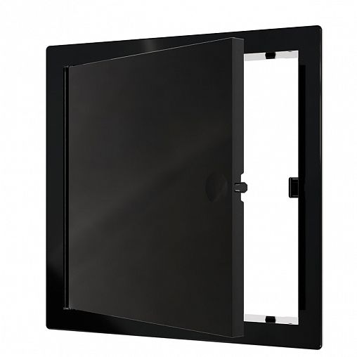Люк-дверца ревизионная Evecs L1515N black, пластик, нажимная, с фланцем 150 x 150 мм, 172 x 172 мм фото