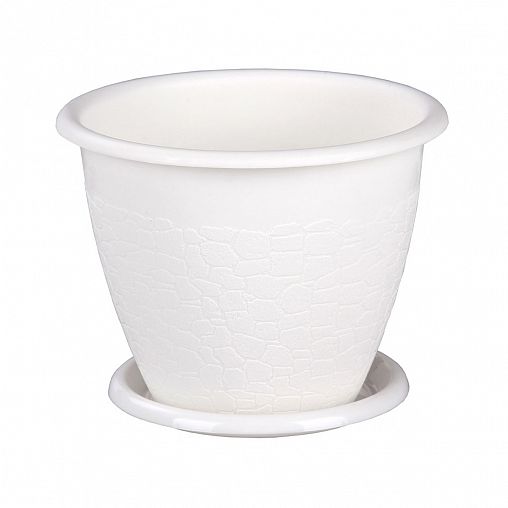Горшок для цветов Альтернатива Розалия, с поддоном, 0,8 л, белый фото
