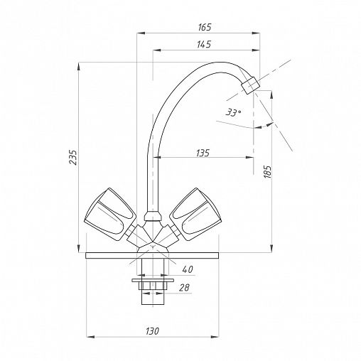 Смеситель для кухни Fauzt FZs-211-17, двухвентильный, хром фото