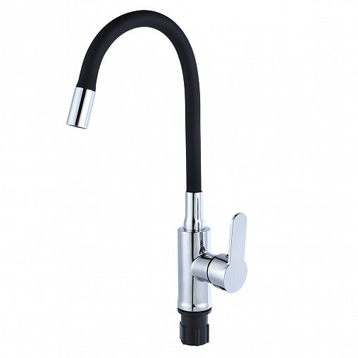 Смеситель для кухни Tsarsberg TSB-732-BL02, с гибким изливом, черный/хром фото