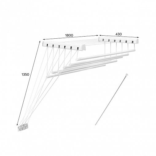 Сушилка для белья потолочная Violet Лифт 180, сушильное полотно 10,8 м фото