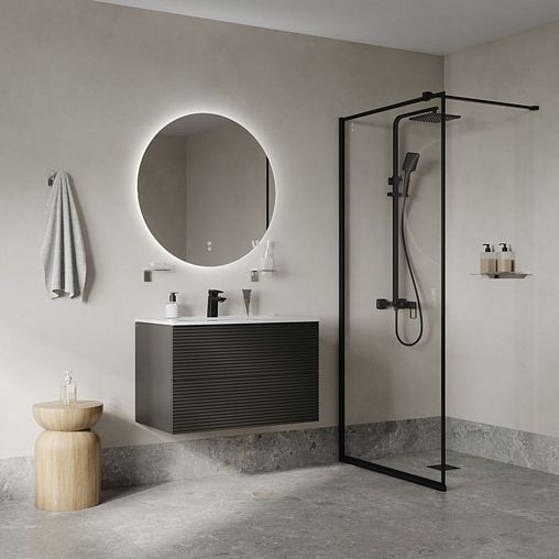 Смеситель для раковины с коротким изливом IDDIS Bild, черный матовый фото