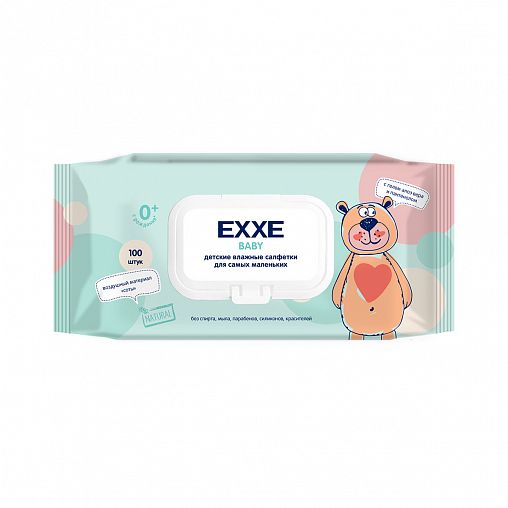 Влажные салфетки EXXE Baby 0+, детские, 100 шт фото