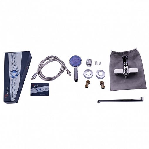 Смеситель для ванны с душем PLStart PD22022, с длинным изливом, хром фото