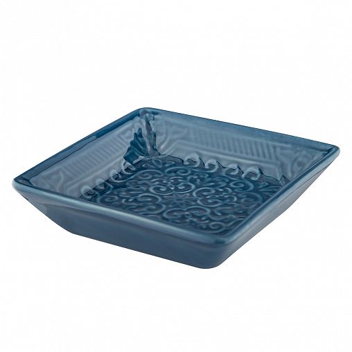 Мыльница Рыжий кот Марокко, керамика, синий фото