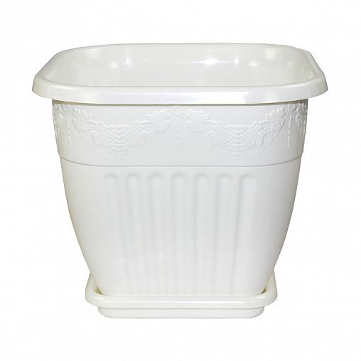 Горшок для цветов Альтернатива Лозанна, с поддоном, 8 л, белый фото