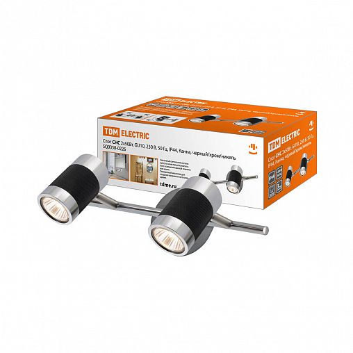 Светильник-спот Tdm Electric СНС Канна, GU10, 2 x 50 Вт, IP44, черный/хром/никель фото