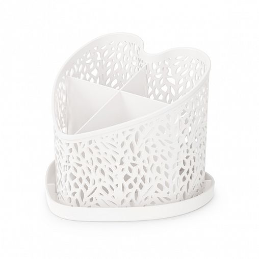 Подставка для столовых приборов Альтернатива Сердце, 16,5 x 16,5 x 15,3 см, белая фото