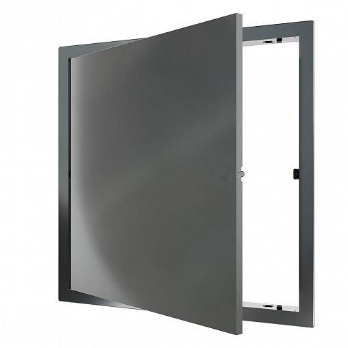 Люк-дверца ревизионная Evecs L3030N gray, нажимная, с фланцем 300 x 300 мм, 327 x 327 мм фото