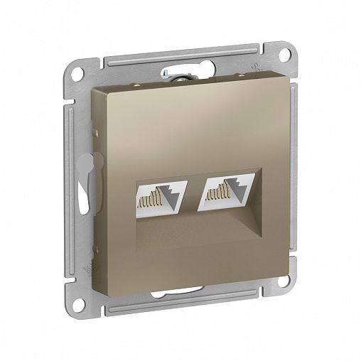 Розетка компьютерная RJ45 двойная Systeme (Schneider) Electric Atlasdesign, встраиваемая, шампань фото