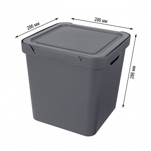 Ящик универсальный с крышкой Econova Luxe, 286 x 286 x 286 мм, 18 л, серый фото