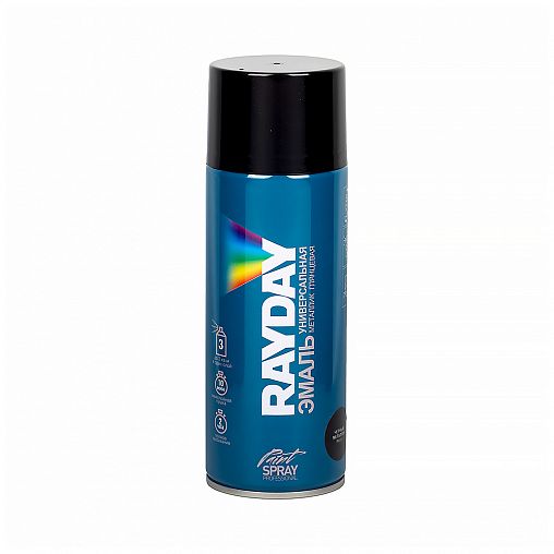 Аэрозольная акриловая краска металлик Rayday PM-0010, глянцевая, 520 мл, черная фото