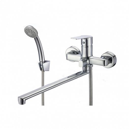 Смеситель для ванны с душем Milardo Helic HELSB02M10, с длинным изливом, однорычажный, хром фото