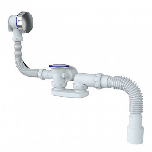Сифон для ванн Unicorn, 1 1/2" x 40 мм, регулируемый, автоматический, с круглым переливом фото