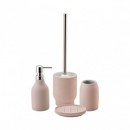 Туалетный набор Аквадекор Unna, ерш с подставкой, керамика/резина, жемчужный фото