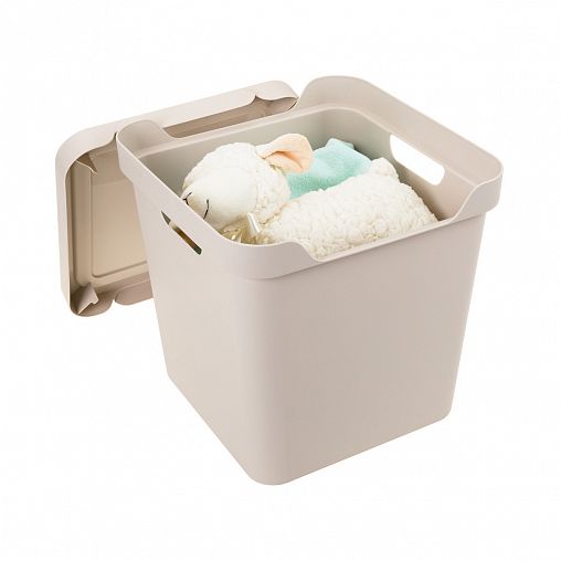 Ящик универсальный с крышкой Econova Luxe, 286 x 286 x 286 мм, 18 л, светло-бежевый фото