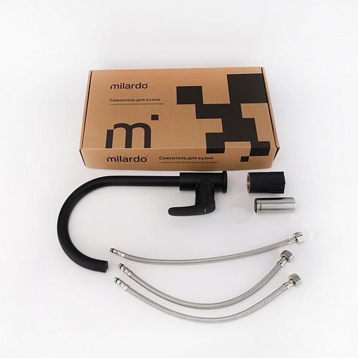 Смеситель для кухни Milardo Rora, с подключением к фильтру, черный матовый фото