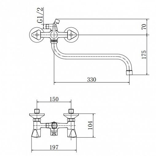 Смеситель для ванны с душем Fashun A2211-2, с длинным изливом, хром фото