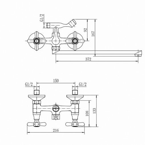 Смеситель для ванны с душем Fashun A2225, с длинным изливом, хром фото