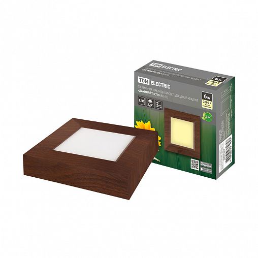 Светильник светодиодный накладной Tdm Electric СПО Даунлайт, квадрат, 6 Вт, 3000 К, IP20, венге фото