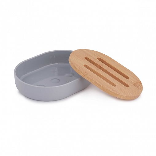 Мыльница с решеткой Альтернатива Бамбук, серая фото