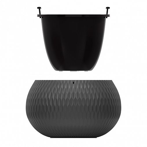 Кашпо подвесное Альтернатива Жемчужина, со вставкой, 16 л, графитовое фото