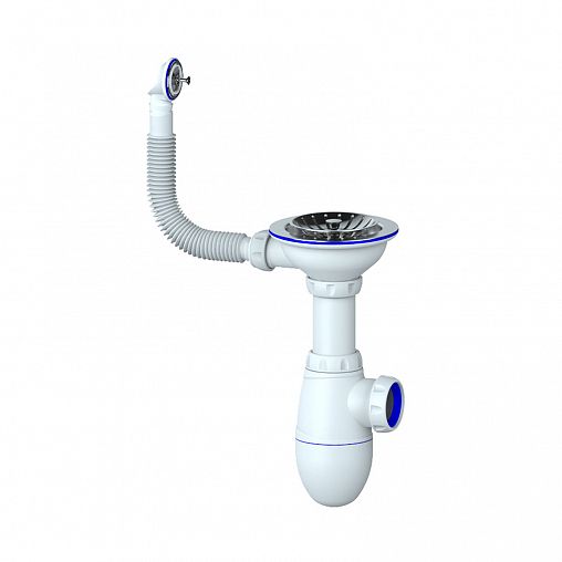 Сифон бутылочный Unicorn B411, с выпуском 3 1/2" x 40 мм, с круглым переливом фото