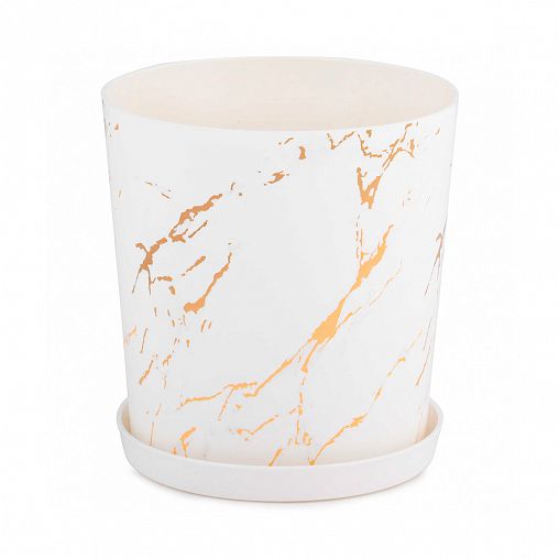 Горшок для цветов Альтернатива Мрамор, с поддоном, 1,8 л фото