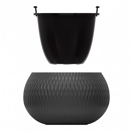 Кашпо Альтернатива Жемчужина, со вставкой, 16 л, графитовое фото
