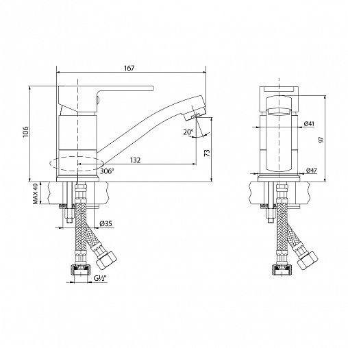 Смеситель для раковины с поворотным изливом Lemark Plus Grace LM1507C, однорычажный, хром фото