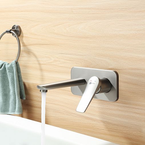 Смеситель для раковины Lemark Bronx LM3726GM, встраиваемый, однорычажный, графит фото