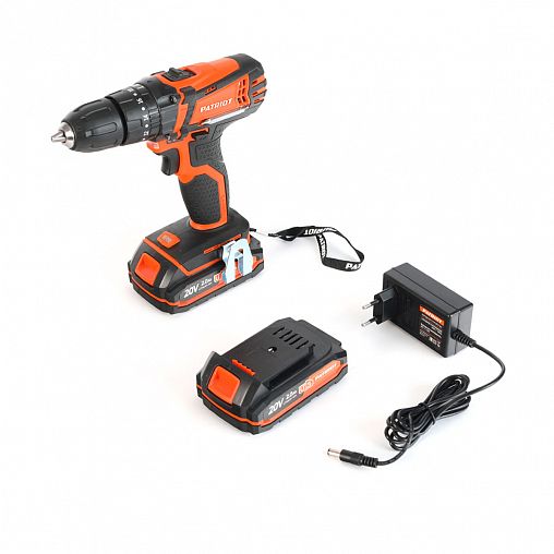 Дрель-шуруповерт аккумуляторная Patriot BR 201UES-H, 20 В, 2 x 2 Ач Li-ion, с 2 АКБ и ЗУ фото