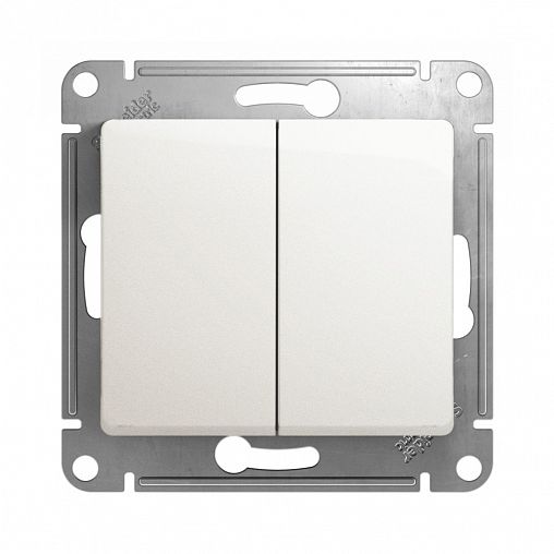 Переключатель 2-клавишный Systeme (Schneider) Electric Glossa, встраиваемый, перламутр фото