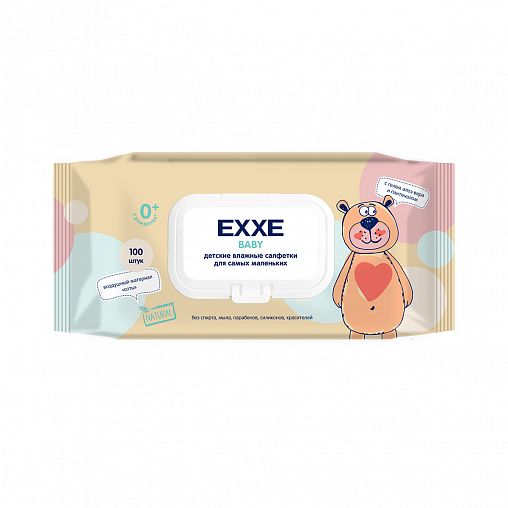 Влажные салфетки EXXE Baby 0+, детские, 100 шт фото