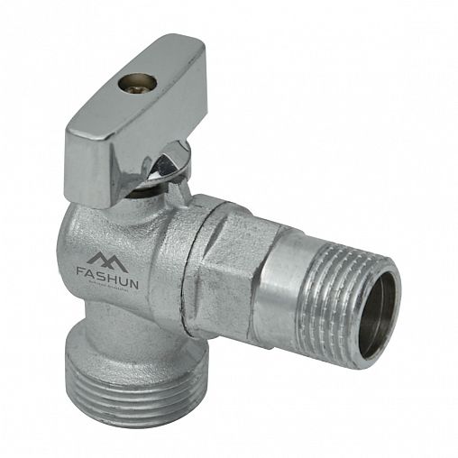 Кран шаровой угловой Fashun A216, наружная-наружная резьба 1/2" x 3/4", бабочка фото