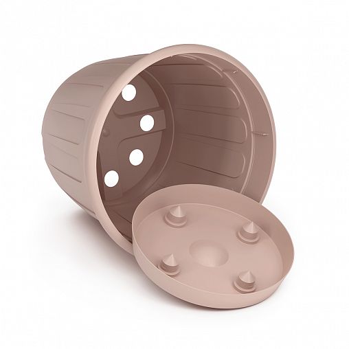 Горшок для цветов Альтернатива Дионис, с поддоном, 3,6 л, бежевый фото