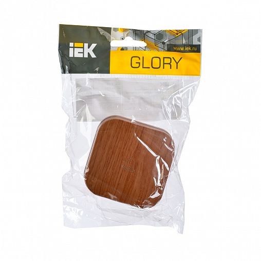 Выключатель одноклавишный накладной IEK Glory ВСс20-1-0-ХД, самовозвратный, 10 А, дуб фото