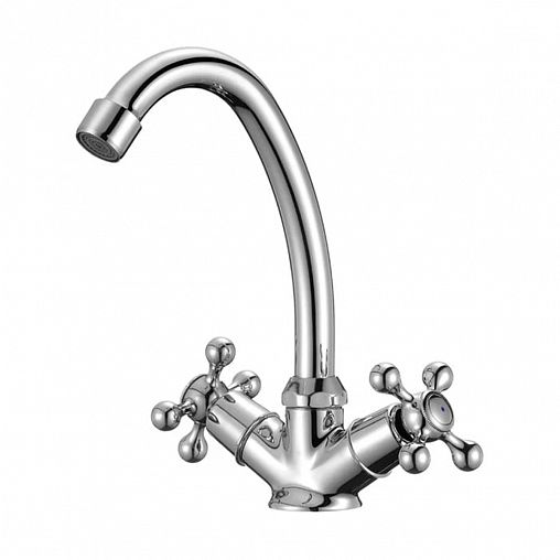 Смеситель для раковины с поворотным изливом Milardo Duplex DUPSB00M01, двухвентильный, хром фото