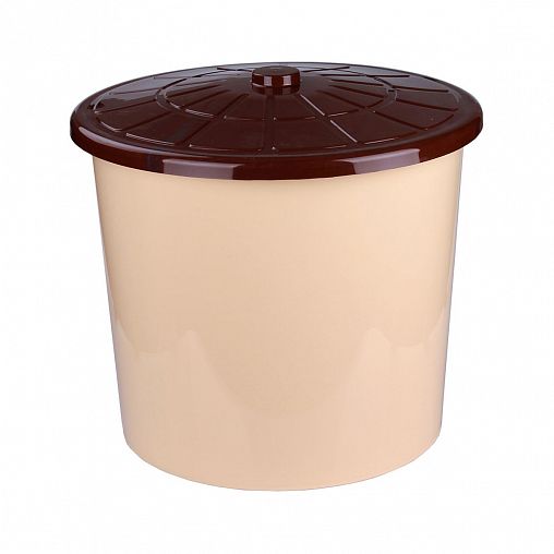 Бак круглый Альтернатива М3467, с крышкой, 75 л, бежевый фото