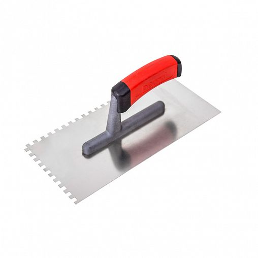 Гладилка зубчатая Beorol, нержавеющая сталь, двухкомпонентная ручка, 270 x 130 мм, зуб 6 x 6 мм фото