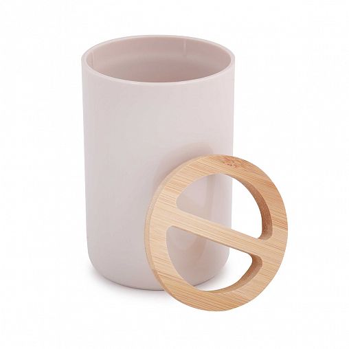 Стакан для зубных щеток Альтернатива Бамбук, с разделителем, бежевый фото