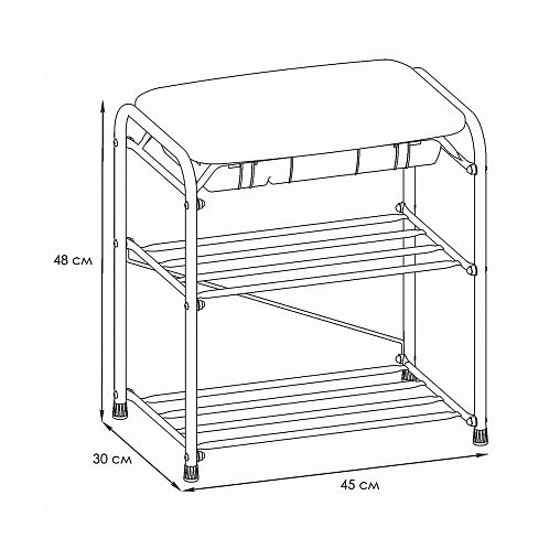Подставка для обуви ЗМИ Альфа 13, 2-х полочная, сиденье с ящиком, 45 x 30 x 48 см, медный антик фото