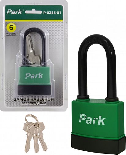 Замок навесной Park P-0255-01 с длинной дужкой фото