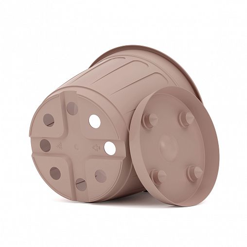 Горшок для цветов Альтернатива Дионис, с поддоном, 3,6 л, бежевый фото