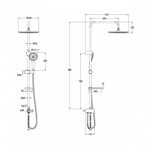 Душевой комплект Lemark LM8809C (стойка, тропический душ, лейка, шланг, мыльница), хром фото