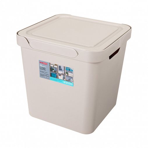 Ящик универсальный с крышкой Econova Luxe, 286 x 286 x 286 мм, 18 л, светло-бежевый фото